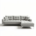 Sofa narożna z szarym obićiem materiałowym w rozmiarze 250 x 200 x 85cm