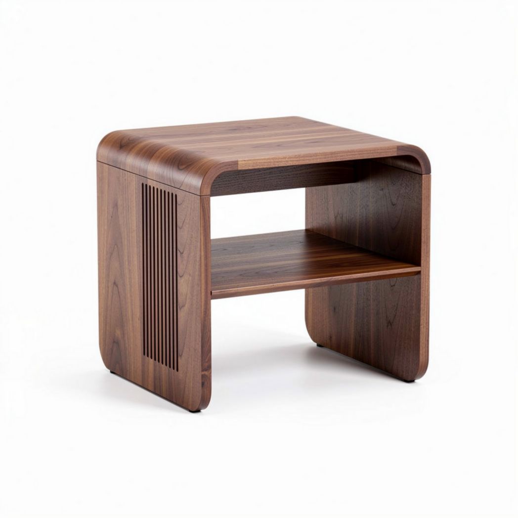 Stolik nocny z drewna orzechowego 45 x 45 x 40cm nowoczesny design