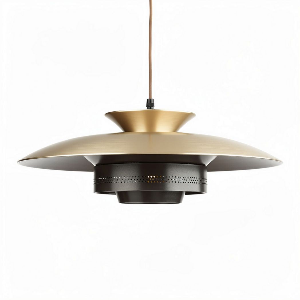 Lampa wisząca metalowa w kolorze złotym i czarnym o średnicy 30 cm